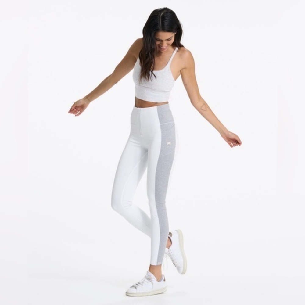 Vuori Performance High Rise Gray Colorblock Zip Up Athletic Leggings VW4037 8
